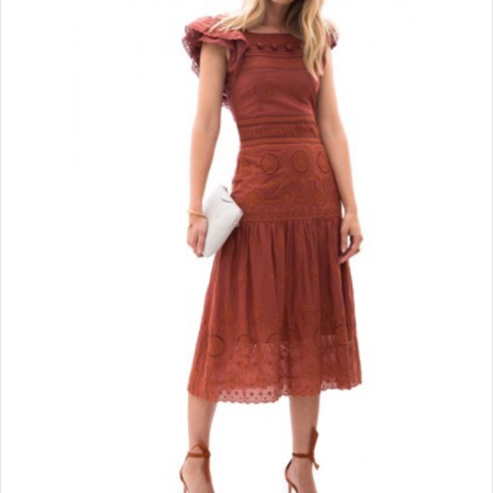 Sea Sofie Lace Flutter Sleeve Midi Dress